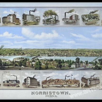 Norristown PA Pennsylvania 1881 Aerial Map Print