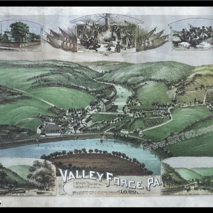 Valley Forge PA Pennsylvania 1890 Aerial Map Print